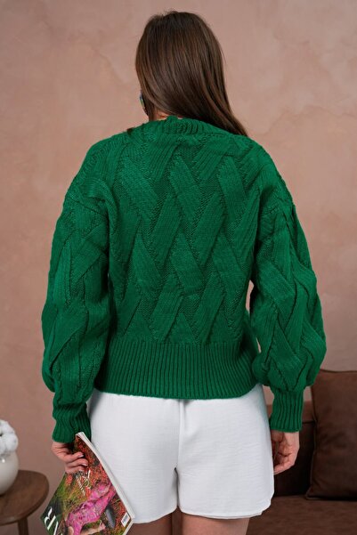 Noi Belis Oversized Hair Knit Textured Teddy Bear Buttoned Knitwear Cardigan Aw25Hi0067