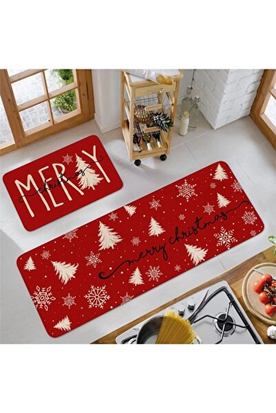 OEM Red Christmas Rug Set, Polyester, 40x60 cm and 40x120 cm