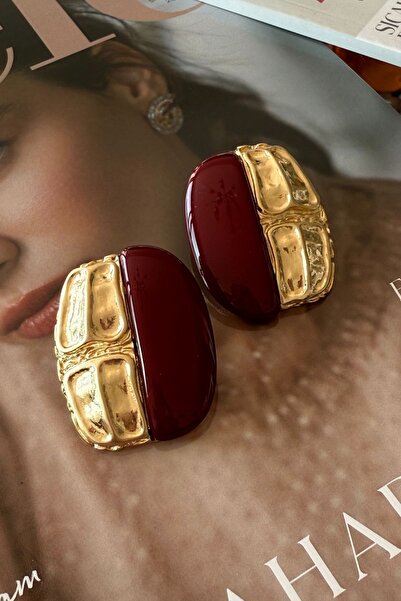 Trendy Butik Burgundy Gold Vintage Earrings