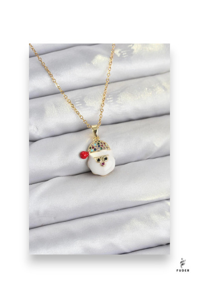 FUDER 316L Steel Chain Gold Color Snowman Head with Hat Model Christmas Theme...