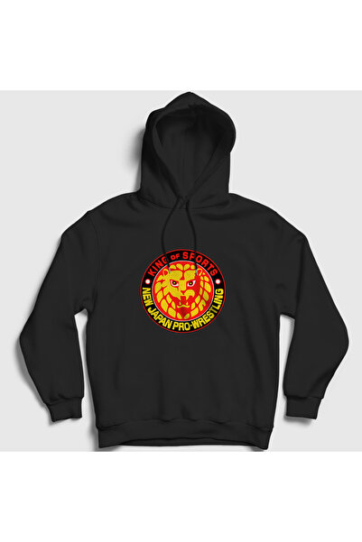 Presmono Φούτερ Unisex Μαύρο Njpw Wrestling New Japan Pro Wrestling με κουκούλα 583423tt
