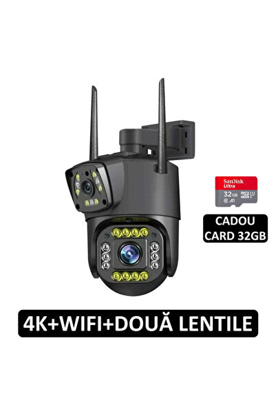 OBSIDION Surveillance Camera - 4G SIM or WiFi - 4K Ultra HD - Dual Lenses, 10x Zoom, Night Vision, 360°