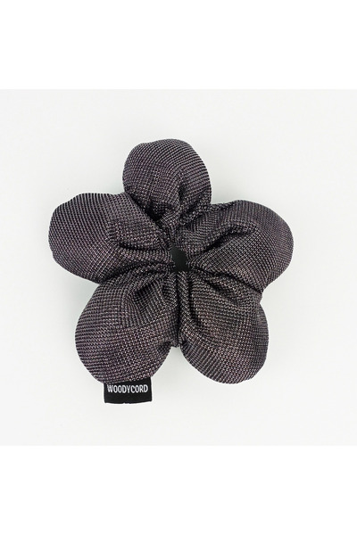 woodycord El Yapımı Gümüş Pofuduk Scrunchie Topuz Tokası