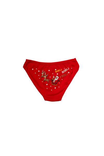 pilelistore Red Christmas Patterned Hoo Hoo Hoo Cotton Underwear