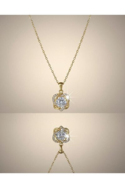 YAVUZ LLC Paslanmaz Çelik Sonsuz Aşk Düğümü Kolye | Büyük Tektaş Görünümlü Go...