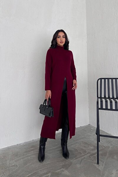 Noi Belis فستان تريكو بياقة مدورة وتفاصيل مشقوقة من ماكسي بوي AW25EL0025