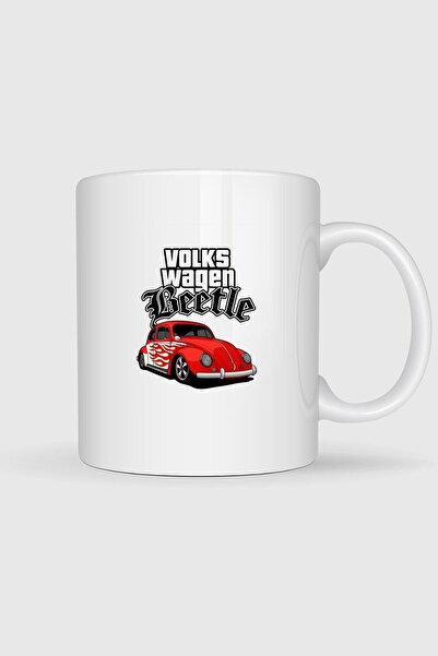 Bahriyeli Collection Vw Beetle Retro Flaming Printed Mug Cup