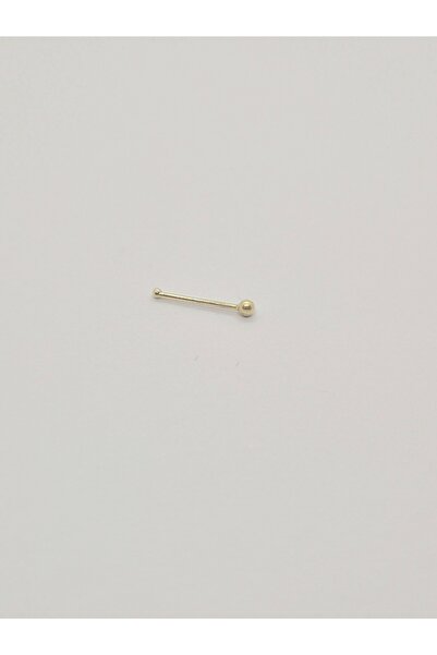 Set 925 Ayar Gümüş Altın Kaplama 1,5 mm Top Burun Piercing Hızma ( Bar Uzunlu...