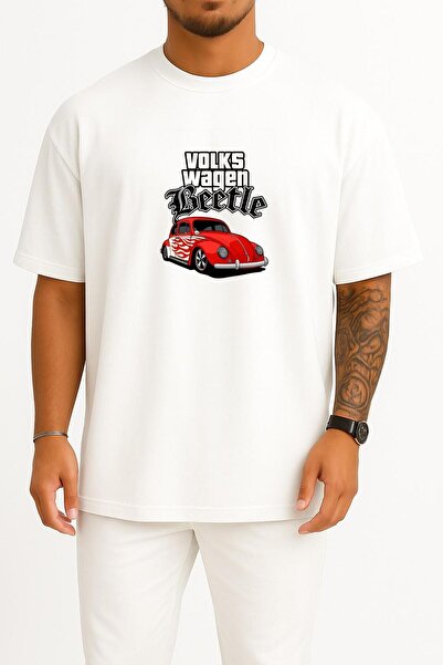 Bahriyeli Collection Tricou Unisex cu imprimeu Retro Alevli pe piept Vw Beetl...