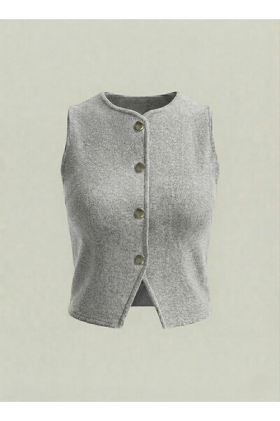 SLAW REZZ Women's Buttoned Knitwear Vest Stretch Fabric Vest