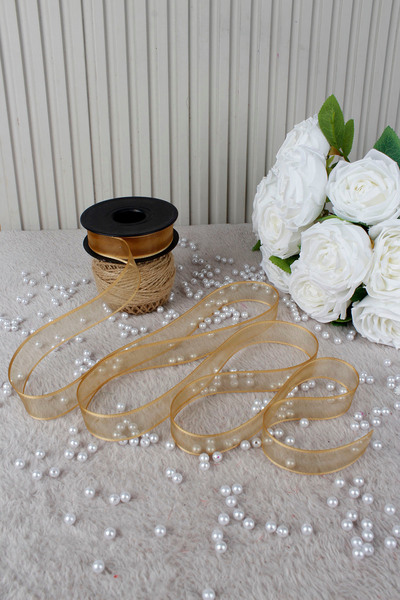 Mortex Cappuccino Chiffon Ribbon 2.5 cm 20 Meters - Wedding, Engagement, Dowry, Gift, Decoration, Birthday, Party