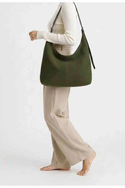 MY VİNTAGE Luxury Suede Textured Wide Shoulder Bag