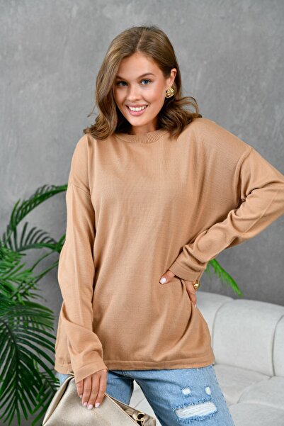 Noi Belis Basic Oversized Crew Neck Knitwear Sweater Aw25Kz0113