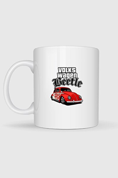 Bahriyeli Collection Vw Beetle Retro Flaming Printed Mug Cup