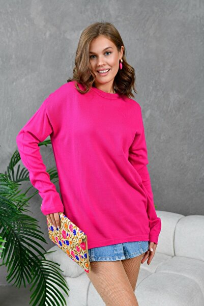 Noi Belis Basic Oversized Crew Neck Knitwear Sweater Aw25Kz0113