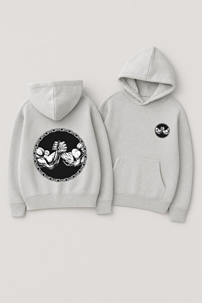 CLASSY.MODA Унисекс суитшърт с качулка, с голям размер и принт – за фитнес, б...