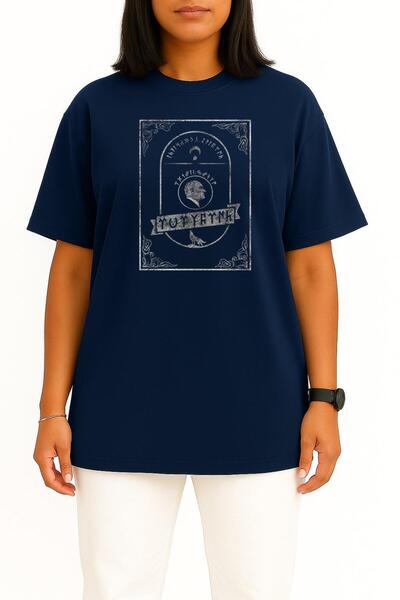 Bahriyeli Collection Oversized Göktürk Atatürk Quote Chest Printed Unisex T-Shirt