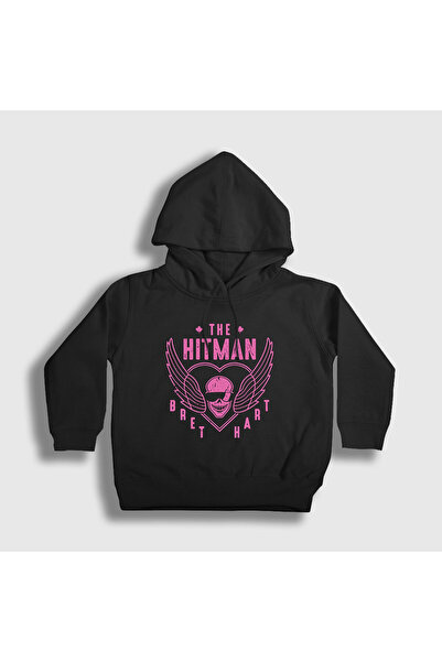Presmono Unisex Παιδικό μαύρο φούτερ The Hitman Wwf Wwe Bret Hart με κουκούλα 584321tt