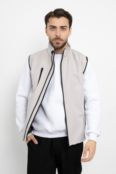 DAŞ ÜNİFORMA Softshell with Fleece Inside Waterproof Standard Fit Vest Windproof Full Zipper Winter Unisex