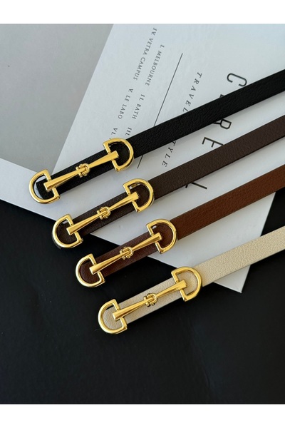 NEVA BELT Gold Toka Detaylı Kadın Deri Kemer
