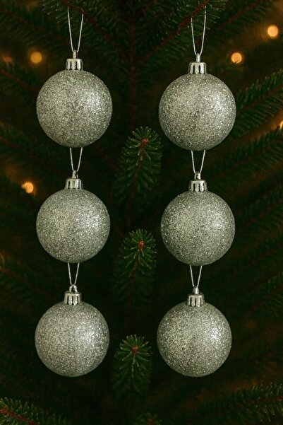 TİFOYS ✨ Yılbaşı Çam Ağacı Süsleri – Parlak ve Işıltılı Toplar 6’lı Set