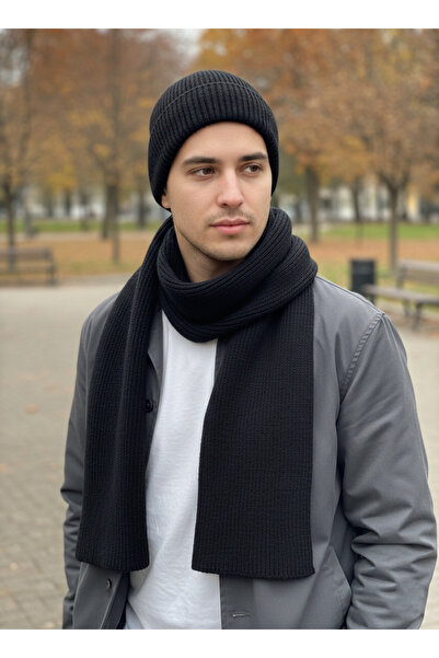 derikem Men's Wool Winter Thessaloniki Knitted Beanie Scarf Two-Piece Set