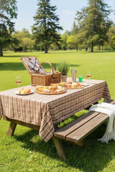 Limitless Modern Plaid Tablecloth Washable Cotton Casual, Dowry Table Cover