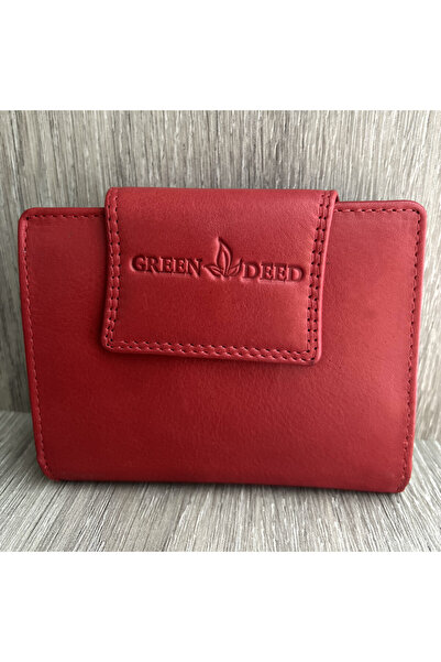 Micutz Compact Women's Wallet with Ergonomic Design, Genuine Leather, 9x12x3 cm, GREEN DEED, Red Color