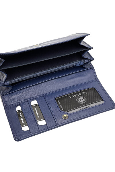 Micutz Women's wallet, made of genuine leather, 18x10x3 cm, La Scala Luxury Collection, Royal Blue Color