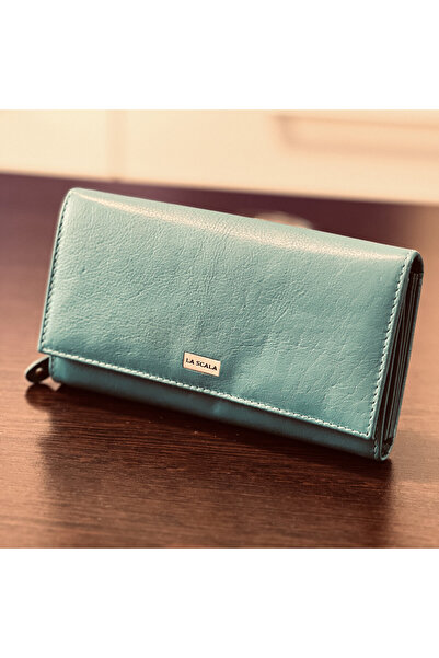 La Scala Women's Wallets Genuine Leather, Modern Model, 10x18.5 x 3 cm, La Scala Collection, Turquoise