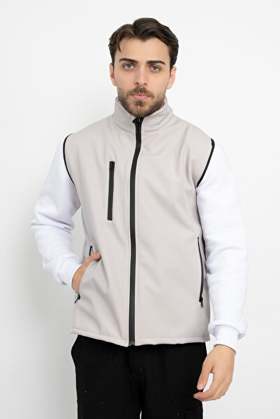DAŞ ÜNİFORMA Softshell with Fleece Inside Waterproof Standard Fit Vest Windproof Full Zipper Winter Unisex