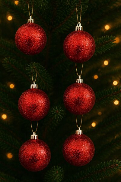 TİFOYS ✨   Ornamente de Crăciun pentru brad – Set de 6 bile strălucitoare și ...