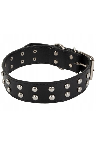 VERK Dog collar with targets, black, eco-leather