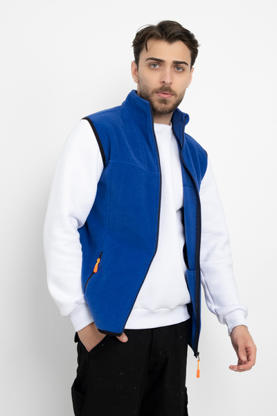 DAŞ ÜNİFORMA Unisex Shaved Anti-Pilling Embroidered Pocket Fleece Vest Standard Full Zipper Cold-Proof Vest