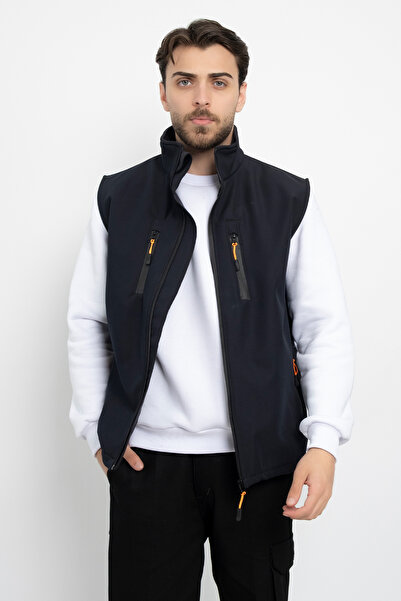 DAŞ ÜNİFORMA Softshell with Fleece Inside Waterproof Standard Fit Vest Windproof Full Zipper Winter Unisex