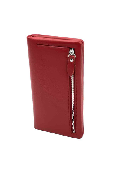 Micutz Women's Genuine Leather Wallet, Marble Collection 2023, Red Color