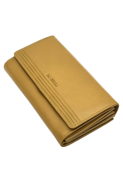 Micutz Women's wallet, made of genuine leather, 18x10x3 cm, La Scala Luxury Collection, Yellow color