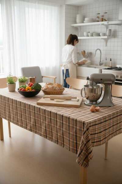 Limitless Modern Plaid Tablecloth Washable Cotton Casual, Dowry Table Cover