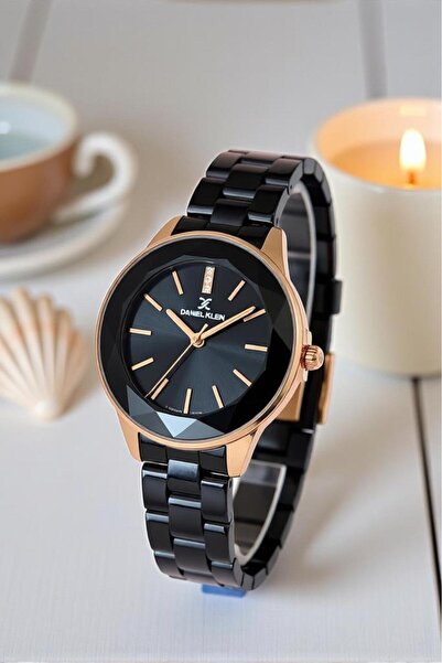Daniel Klein Siyah Kadın Kol Saati - Orijinal - Kesme Cam - Çelik Kordon - 2 Yıl Garanti - Bileklik Hediye