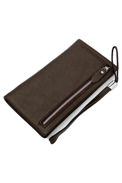 Micutz Women's Genuine Leather Wallet, Marble Collection 2023, Coffee Color