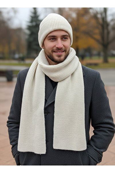 derikem Men's Wool Winter Thessaloniki Knitted Beanie Scarf Two-Piece Set