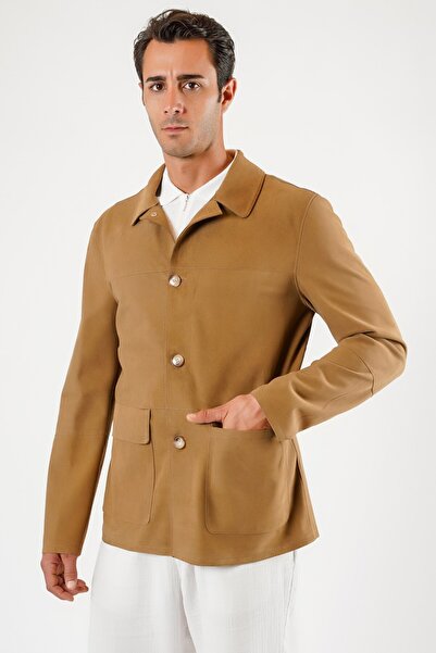 Leather Club Camel Kahve Çift Taraflı Hakiki Süet Deri Ceket