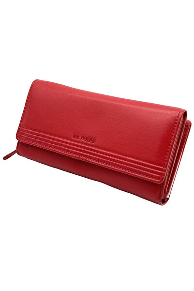 Micutz Women's Wallet Made of Natural Leather Micutz®, 19x10x5 cm, La Scala Luxury, Many Compartments, Red
