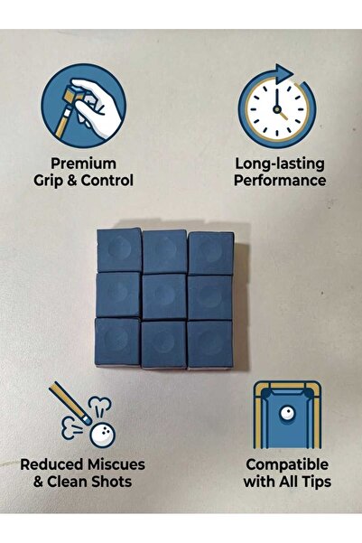 Fstyle Professional Billiard Cue Chalk - 9 Pieces - To enhance grip, reduce errors and improve control and accuracy