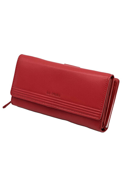 Micutz Women's Wallet Made of Natural Leather Micutz®, 19x10x5 cm, La Scala Luxury, Many Compartments, Red