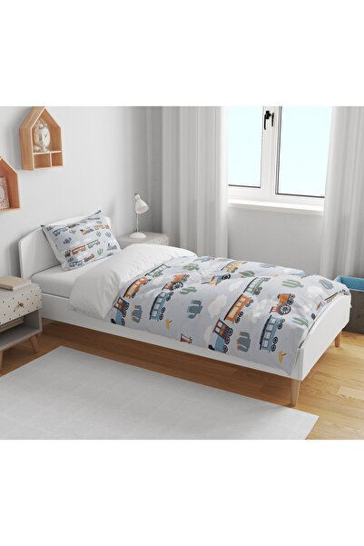 Home Train Patterned 3D Digital Printed Single Size Sheetless Children's Duvet Cover Set Sleeping Set