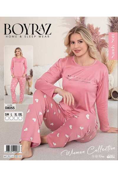 POYRAZ BOYRAZ KADIN SENDY KALP DESENLİ PİJAMA TAKIMI