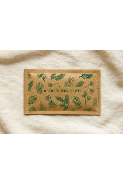 alazpack ambalaj Kraft Set of 85 – Green Floral Pattern Disposable Wet Wipes – Natural Wipes with Gift Packaging