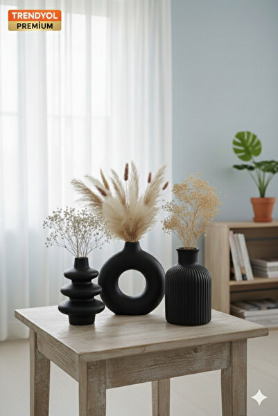 muffag 10 см 3-х чорних ручної роботи гіпсових ваз