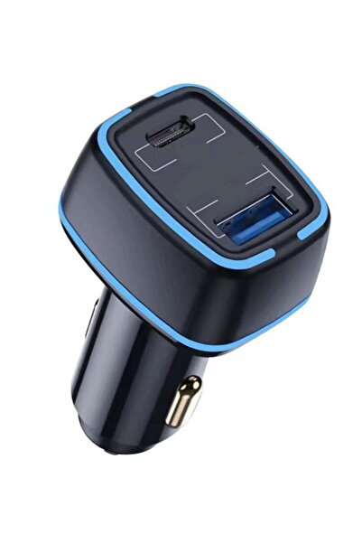 Generic Car Charger with Cigarette Lighter Port, Dual USB and Type-C Ports, High Power 65W Charger